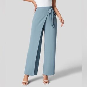 Halara High Waisted Tie Side Invisible Zipper Wide Leg Work Suit Pants